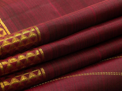 9 Yards Maroon Kanchipuram Silk Saree Handwoven Pure Silk Pure Zari With Arai Maadam Border For Wedding Wear PV NYC 770 - 9 yards silk saree - Panjavarnam