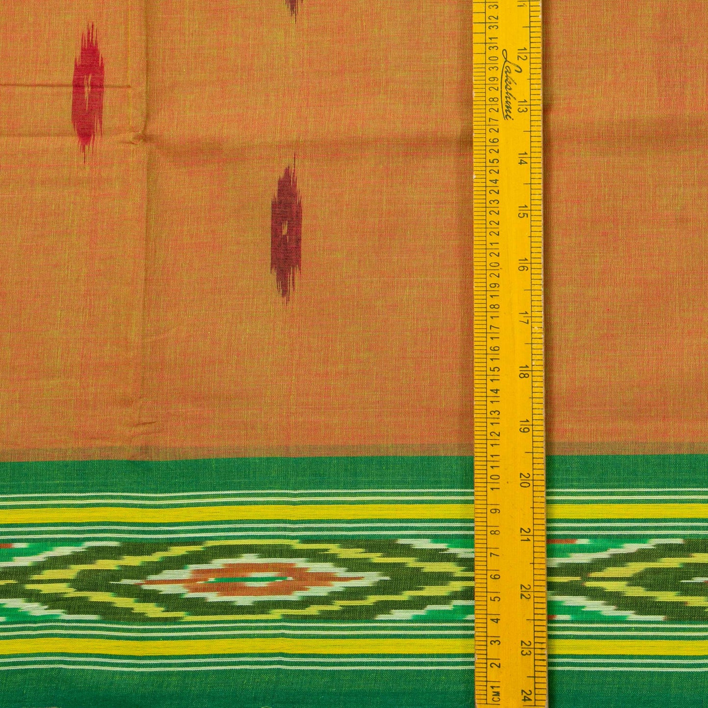 Mustard And Green Pochampally Ikkat Cotton Saree For Office Wear PV SC 201