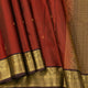 Maroon And Brown Kanchipuram Silk Saree With Zari Stripes For Festive Wear PV MEN 144