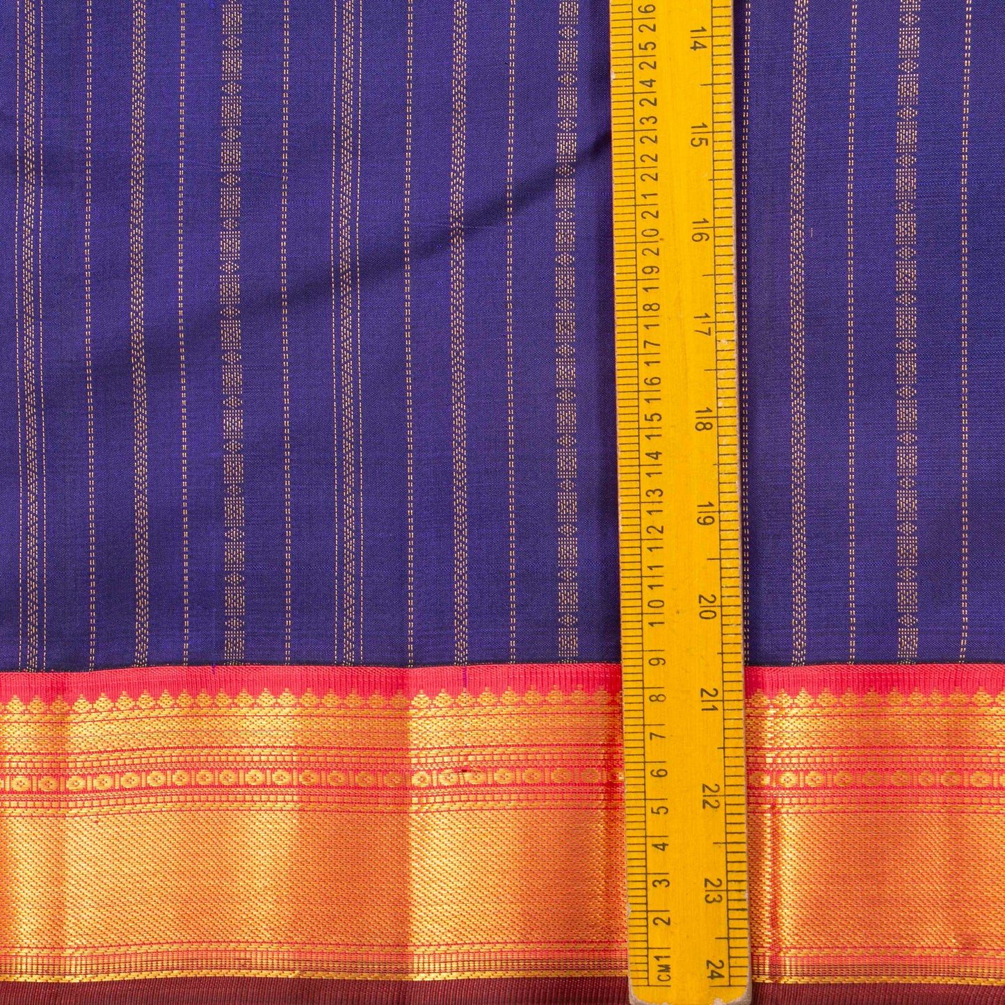 Royal Blue And Peach Kanchipuram Silk Saree For Wedding Wear PV MEN 177 - Silk Sari - Panjavarnam PV MEN 177