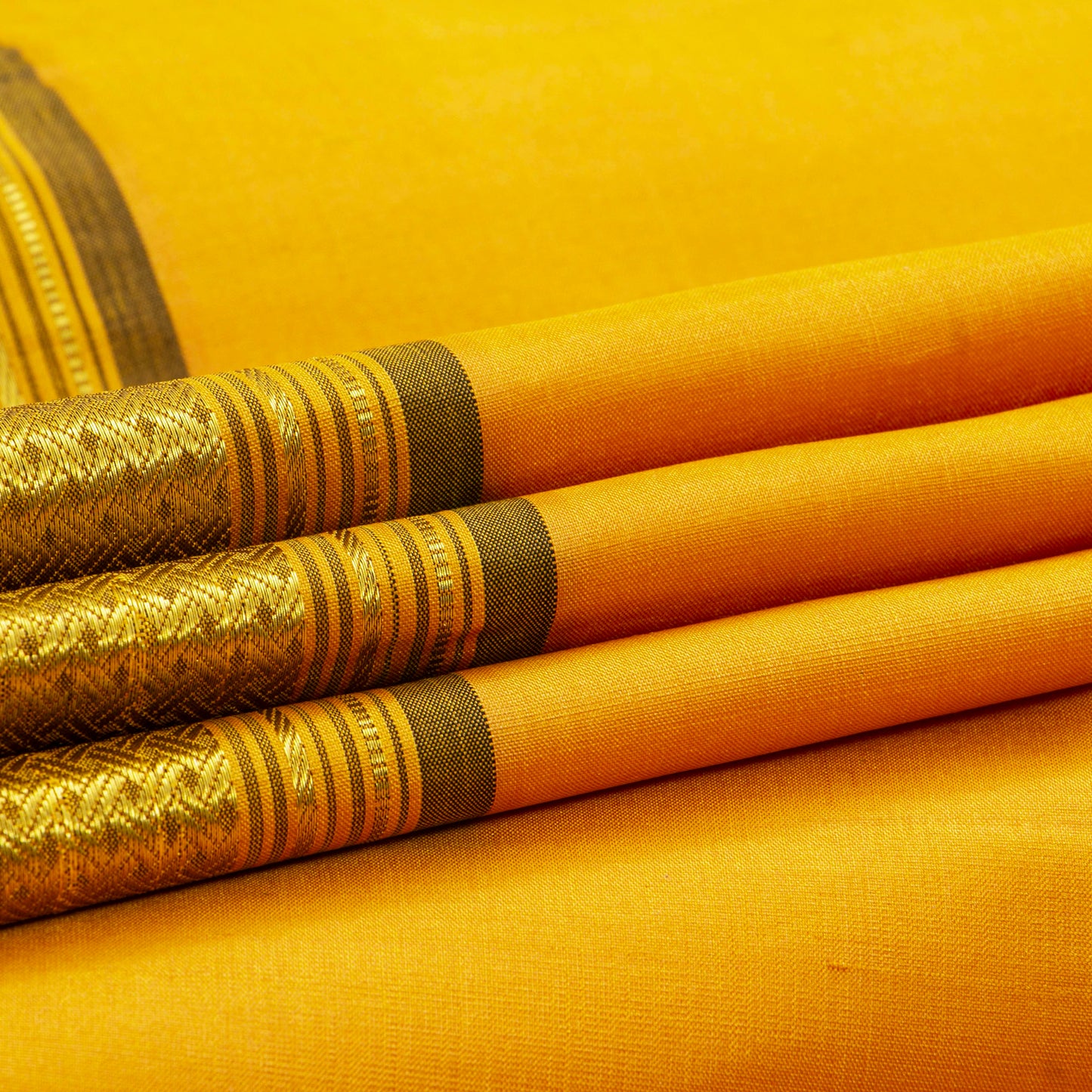 Yellow And Green Thirubuvanam Silk Saree With Yazhi Motifs For Festive Wear PV ABI M 140