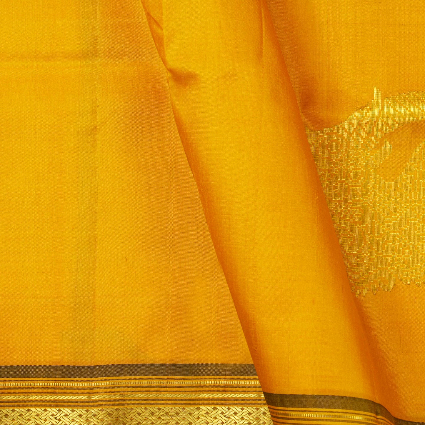 Yellow And Green Thirubuvanam Silk Saree With Yazhi Motifs For Festive Wear PV ABI M 140