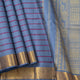 Blue Kanchipuram Silk Saree With Red Silk Thread Stripes For Wedding Wear PV ABI M 149