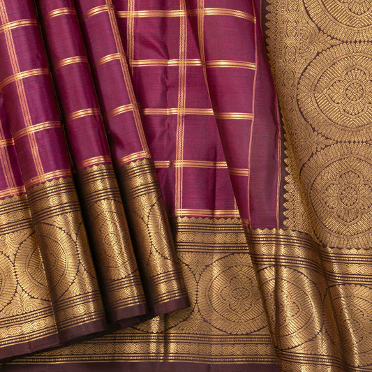 Byzantium Purple And Brown Kanchipuram Silk Saree For Bridal Wear PV MEN 232
