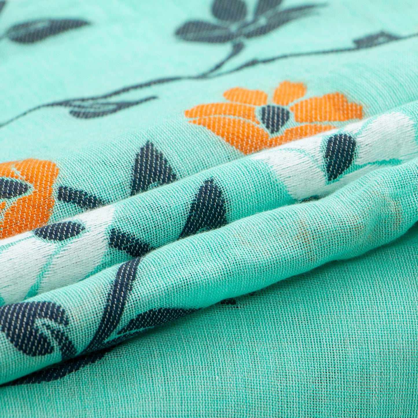Turquoise Blue Dhakai Jamdhani Mulmul Silk Saree For Office Wear PV MJ 75