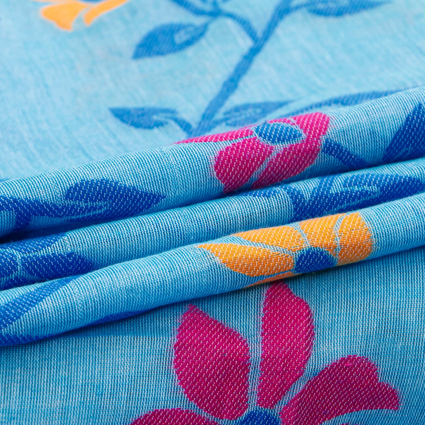Light Blue Dhakai Jamdhani Mulmul Silk Saree For Office Wear PV MJ 76