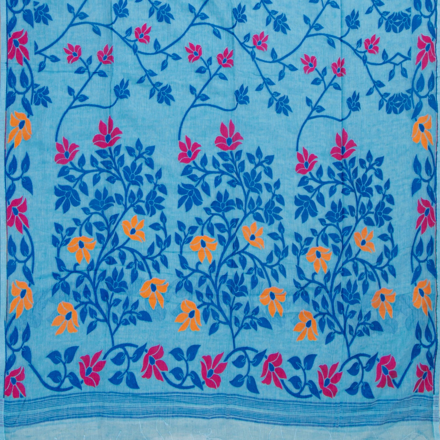 Light Blue Dhakai Jamdhani Mulmul Silk Saree For Office Wear PV MJ 76