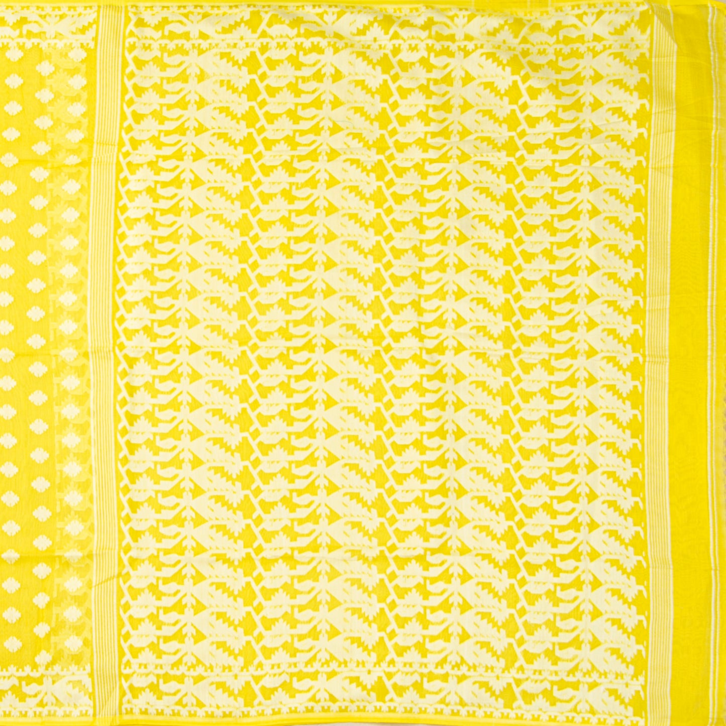 Yellow Dhakai Jamdhani Mulmul Silk Saree For Office Wear PV MJ 80