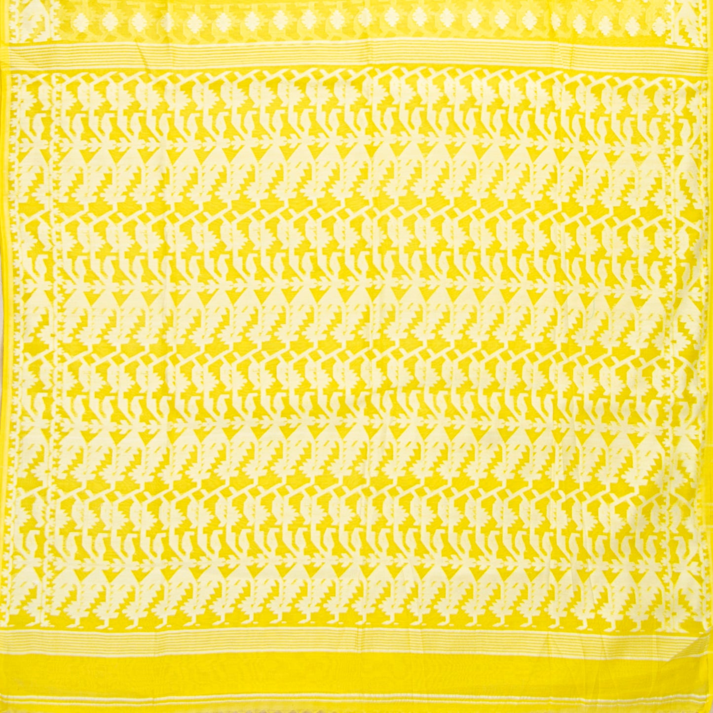 Yellow Dhakai Jamdhani Mulmul Silk Saree For Office Wear PV MJ 80