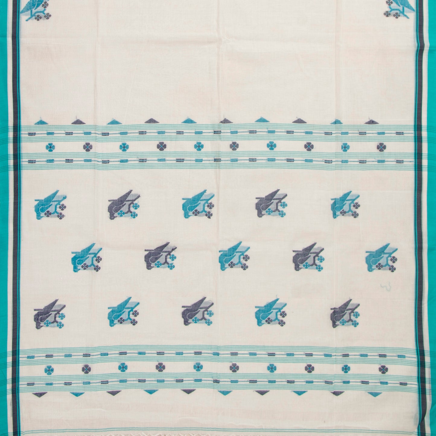 Off White Dhakai Jamdhani Mulmul Silk Saree For Office Wear PV MJ 85