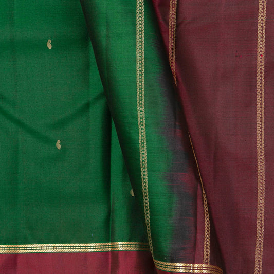 Green And Maroon Kanchipuram Silk Saree For Festive Wear PV MEN 116