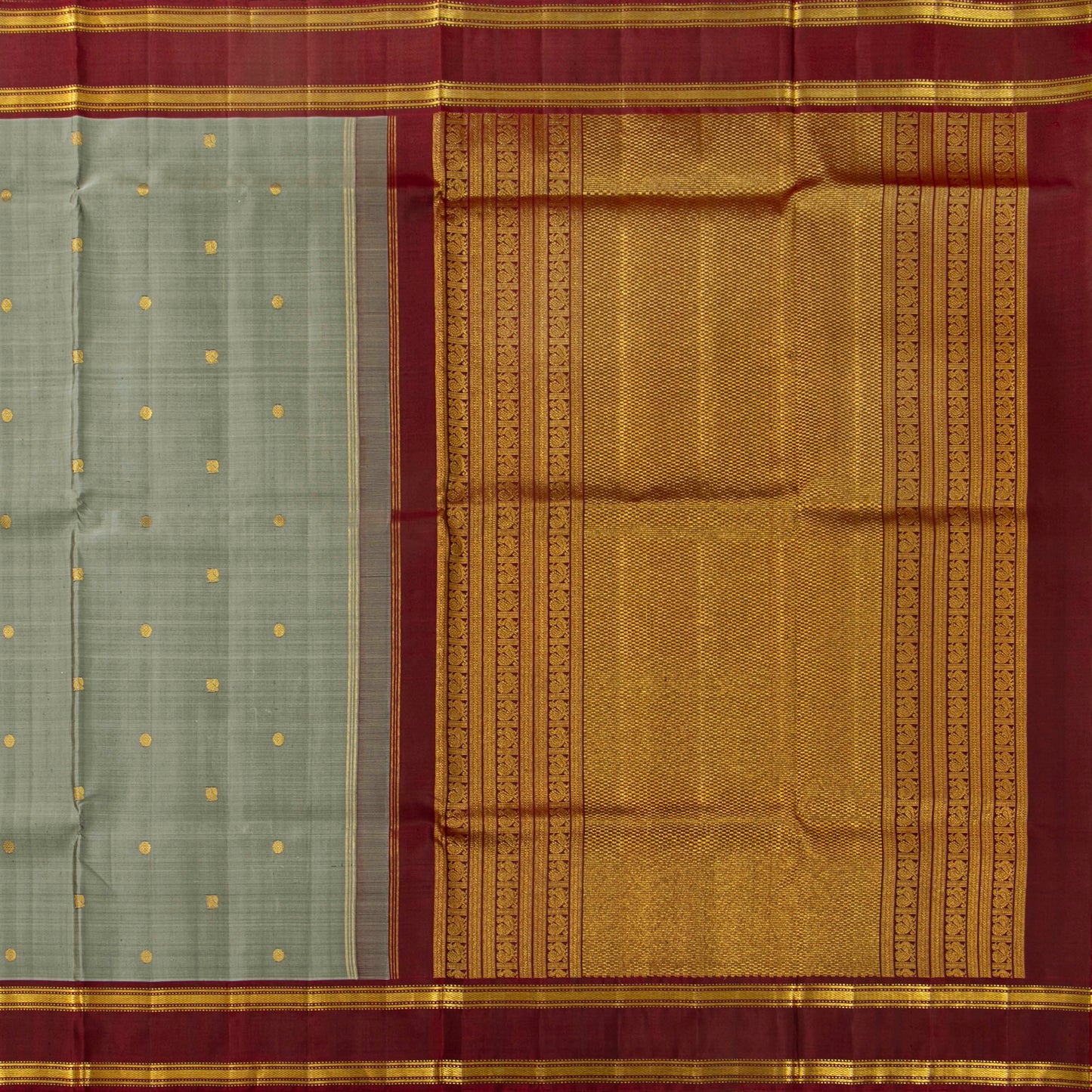 Grey And Maroon Kanchipuram Silk Saree For Festive Wear PV ABI M 146