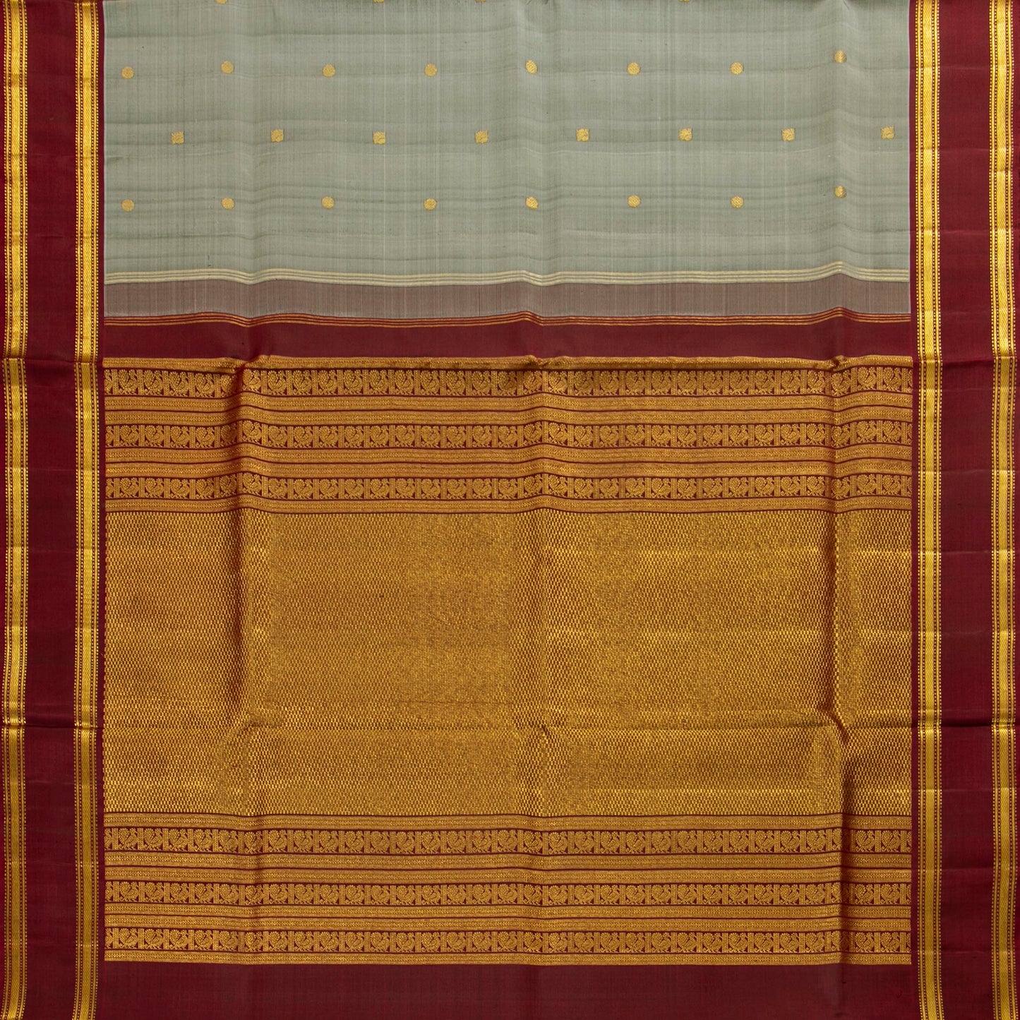 Grey And Maroon Kanchipuram Silk Saree For Festive Wear PV ABI M 146