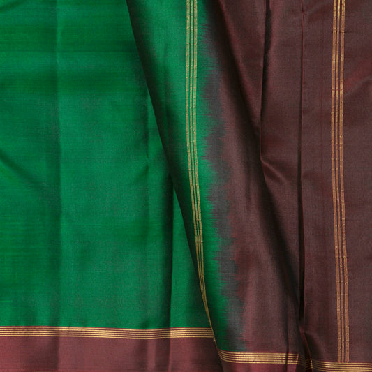 Bottle Green And Brown Light Weight Kanchipuram Silk Saree For Festive Wear PV MEN 137