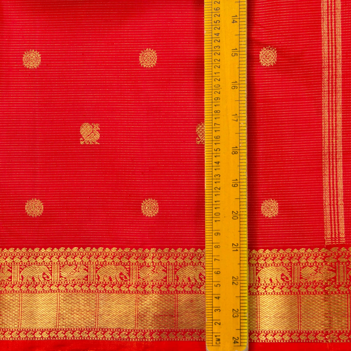 Red Kanchipuram Silk Saree With Vaira Oosi Zari Stripes For Bridal Wedding Wear PV NYC 1616