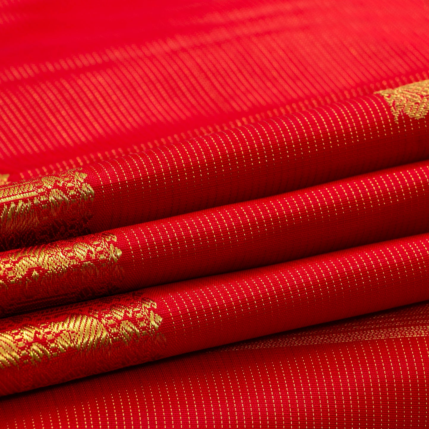 Red Kanchipuram Silk Saree With Vaira Oosi Zari Stripes For Bridal Wedding Wear PV NYC 1616