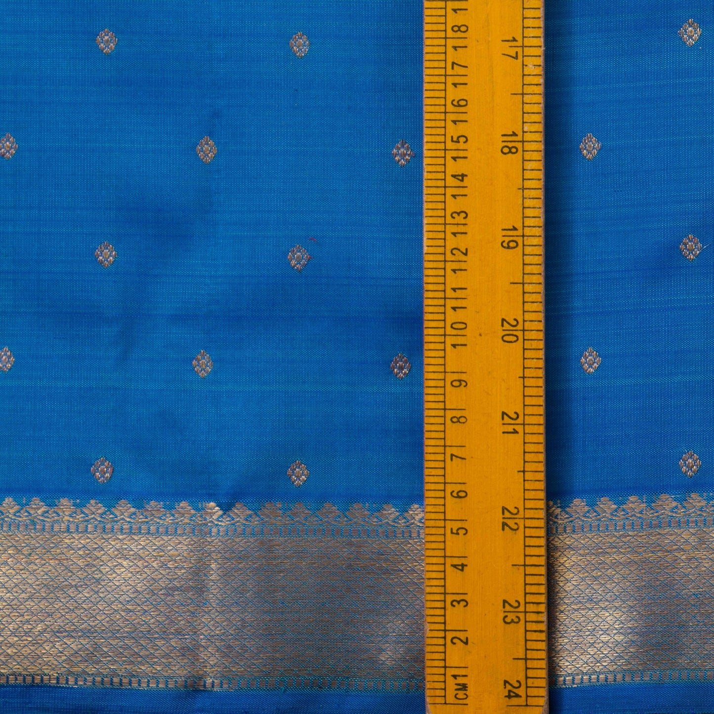 Blue Kanchipuram Silk Saree With Zari Butta For Wedding Wear PV NYC 1618