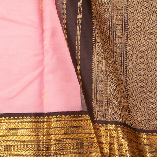 Onion Pink And Brown Kanchipu219ram Silk Saree For Festive Wear PV MEN 219