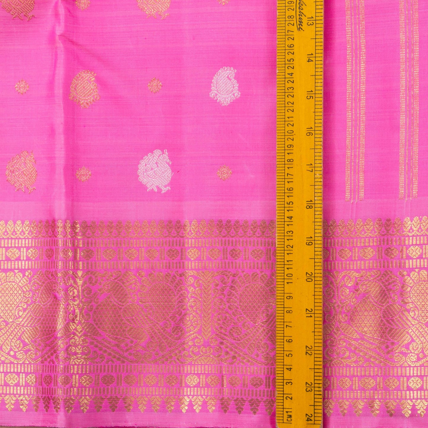 Pink Kanchipuram Silk Saree With Gold And Silver Zari For Wedding Wear PV NYC 1654 - Silk Sari - Panjavarnam PV NYC 1654