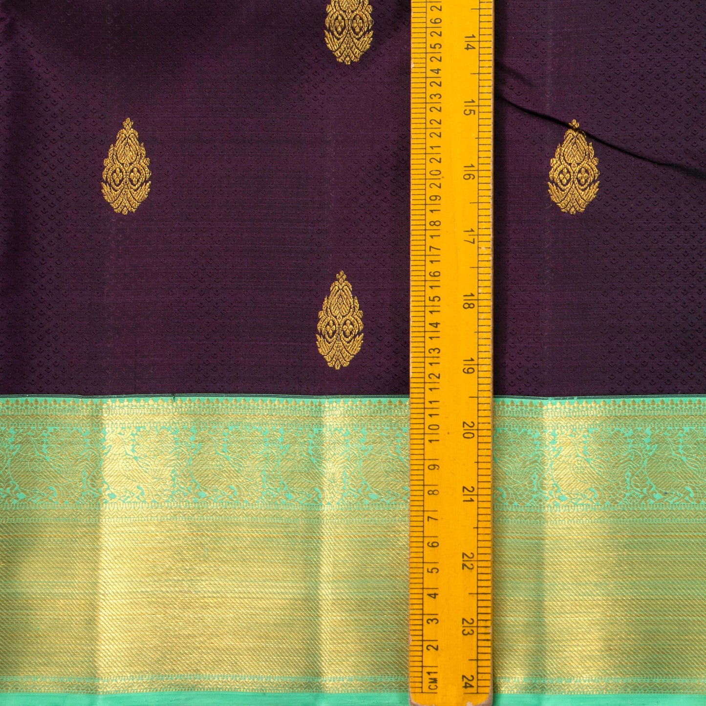 Deep Purple And Sapphire Green Kanchipuram Silk Saree With Jacquard Work For Wedding Wear PV NYC 1662