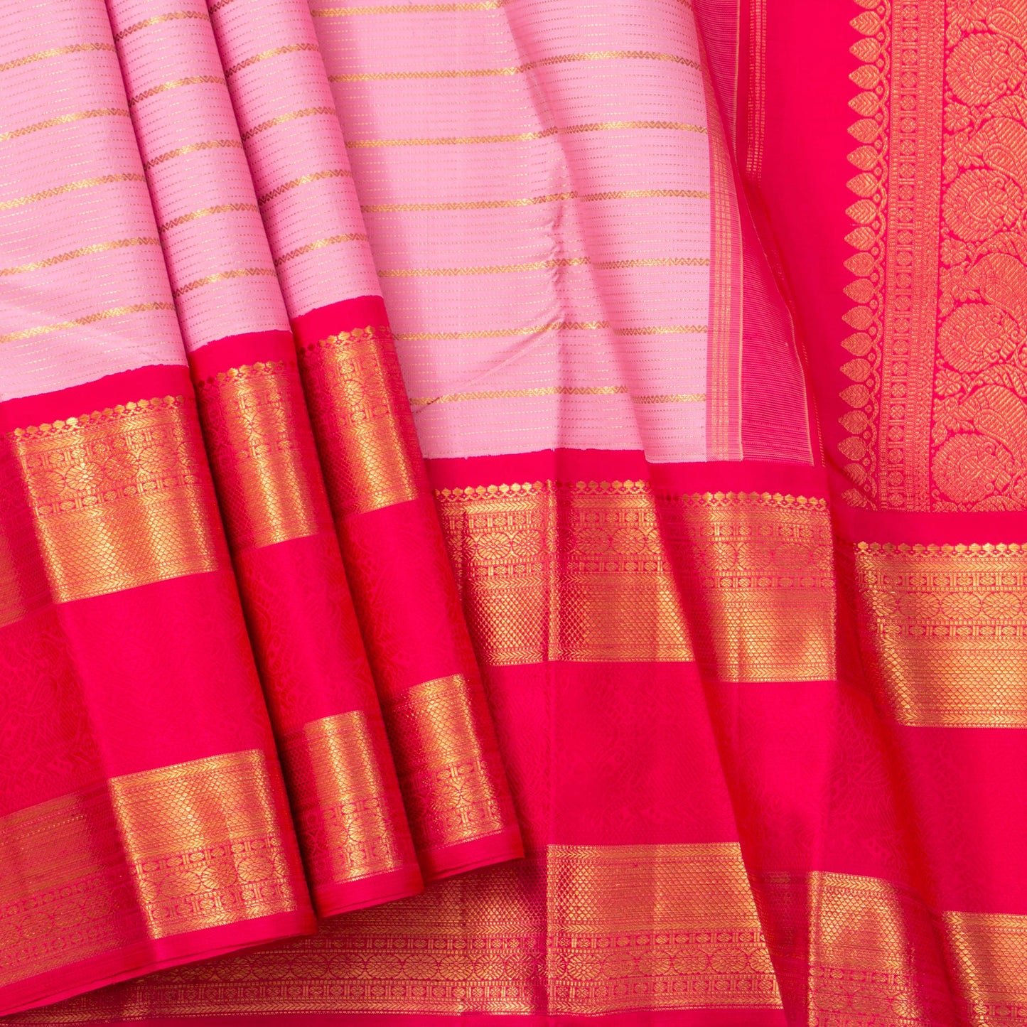 Pink Kanchipuram Silk Saree For Wedding Wear PV NYC 1615