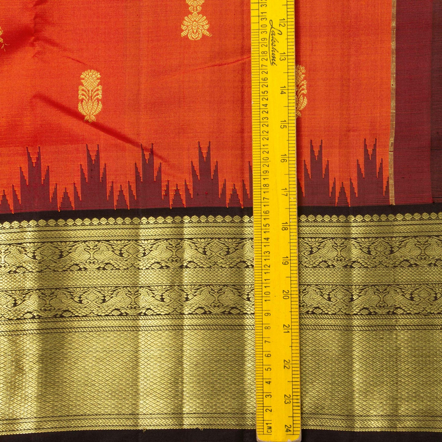 Orange And Brown Kanchipuram Silk Saree For Wedding Wear PV NYC 1675