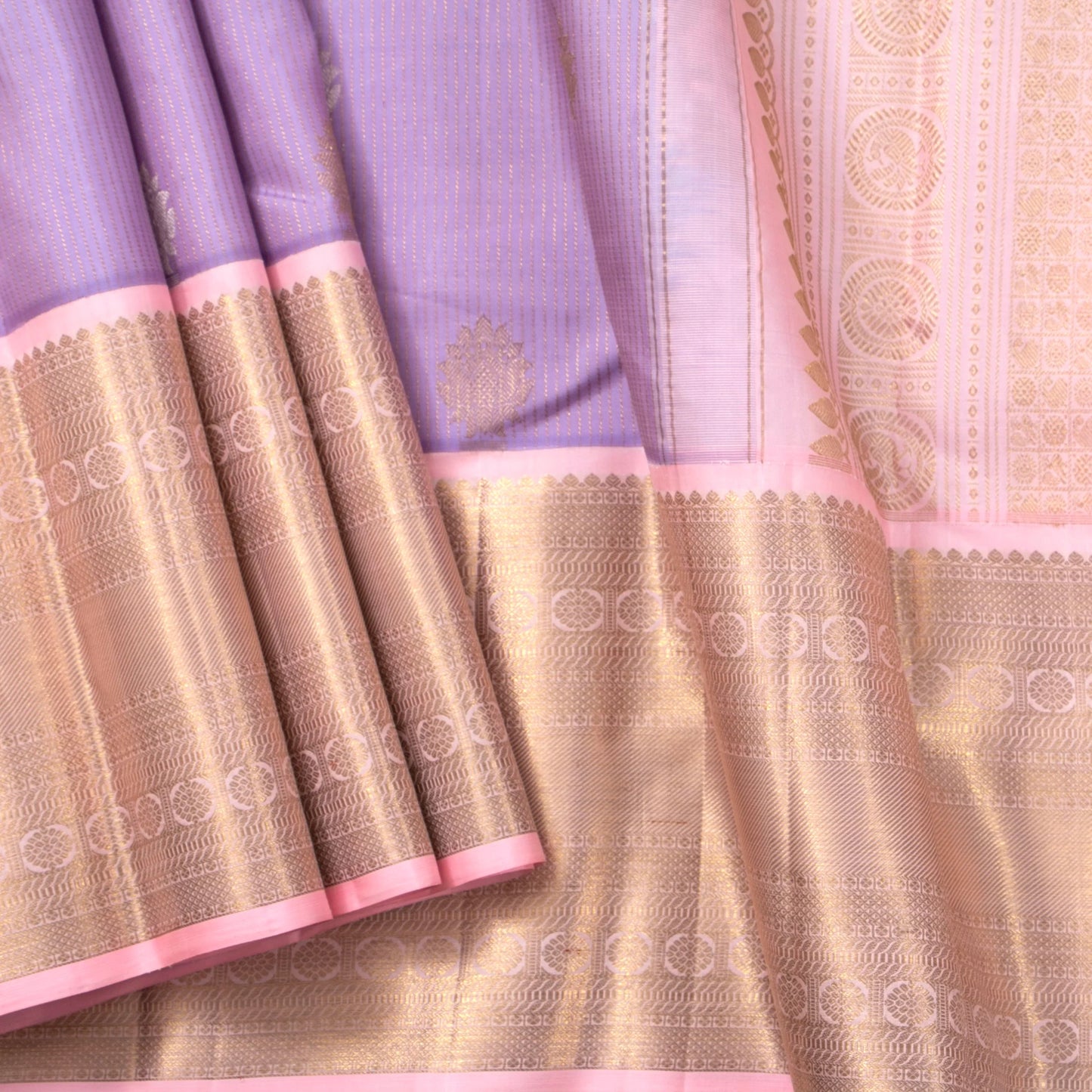 Lavender And Pink Kanchipuram Silk Saree For Wedding Wear PV NYC 1680