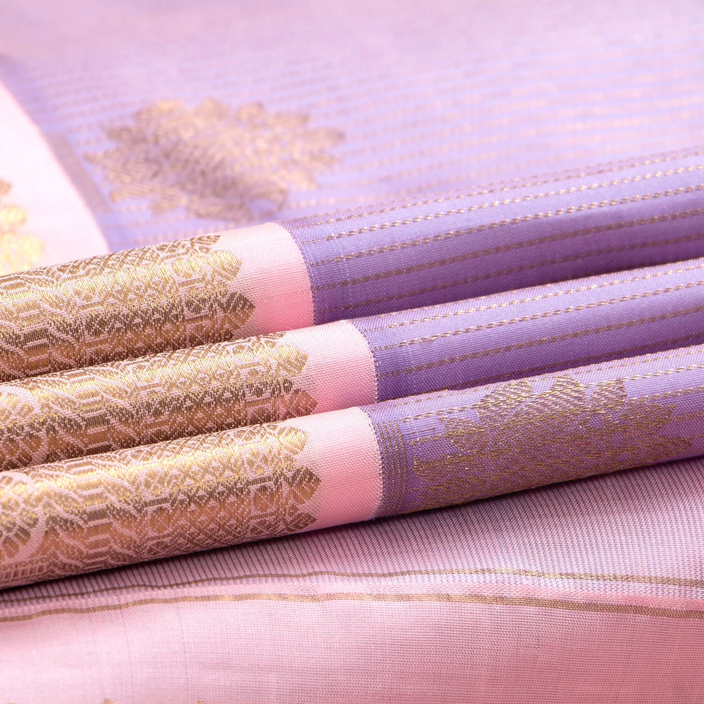 Lavender And Pink Kanchipuram Silk Saree For Wedding Wear PV NYC 1680