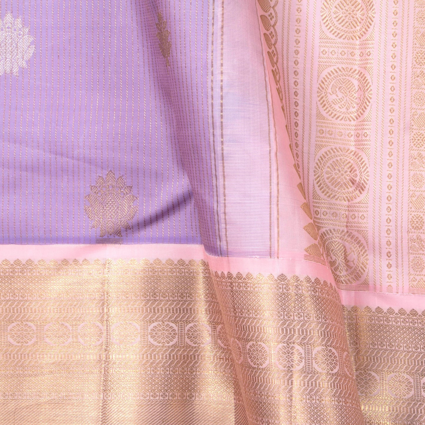 Lavender And Pink Kanchipuram Silk Saree For Wedding Wear PV NYC 1680