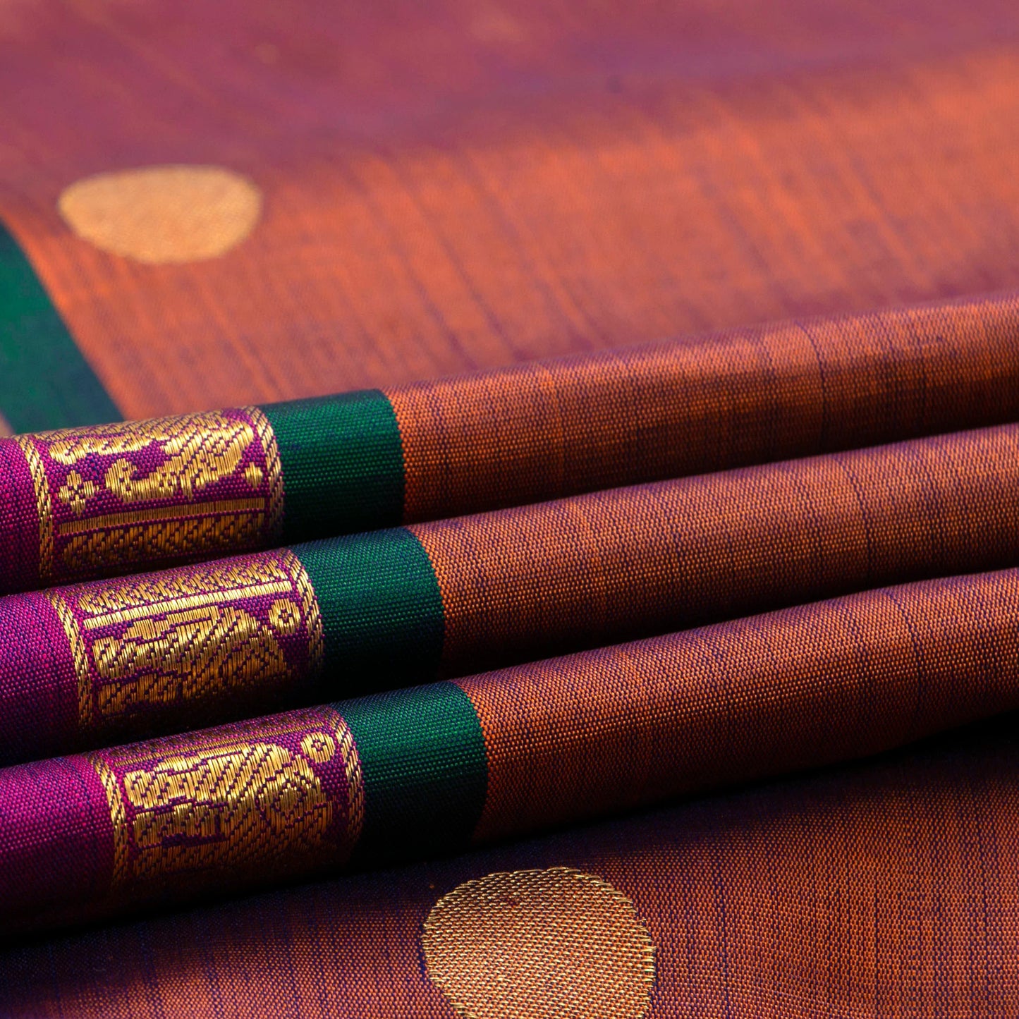 Rust And Magenta Kanchipuram Silk Saree For Festive Wear PV NYC 1648