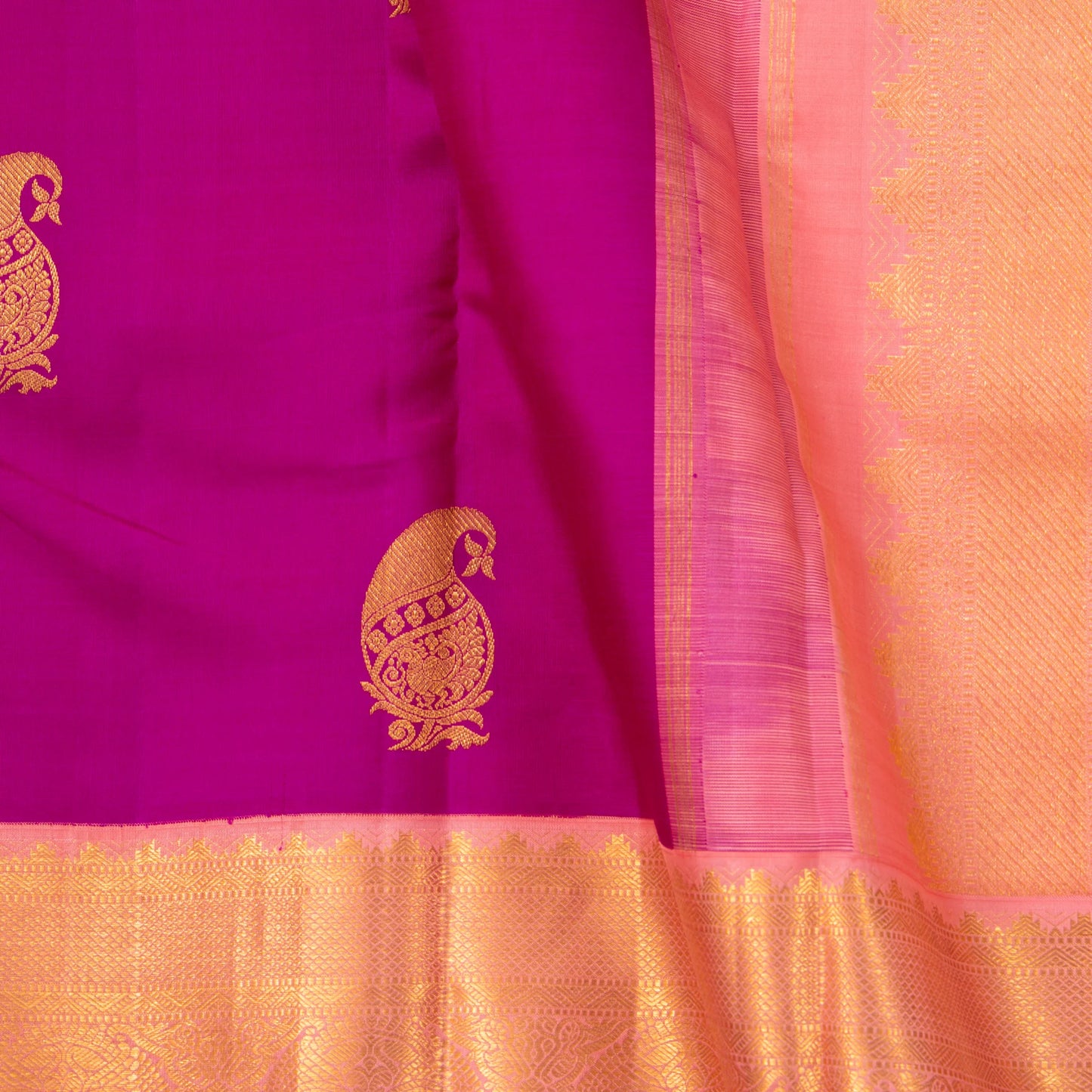 Magenta And Pink Kanchipuram Silk Saree For Wedding Wear PV NYC 1659