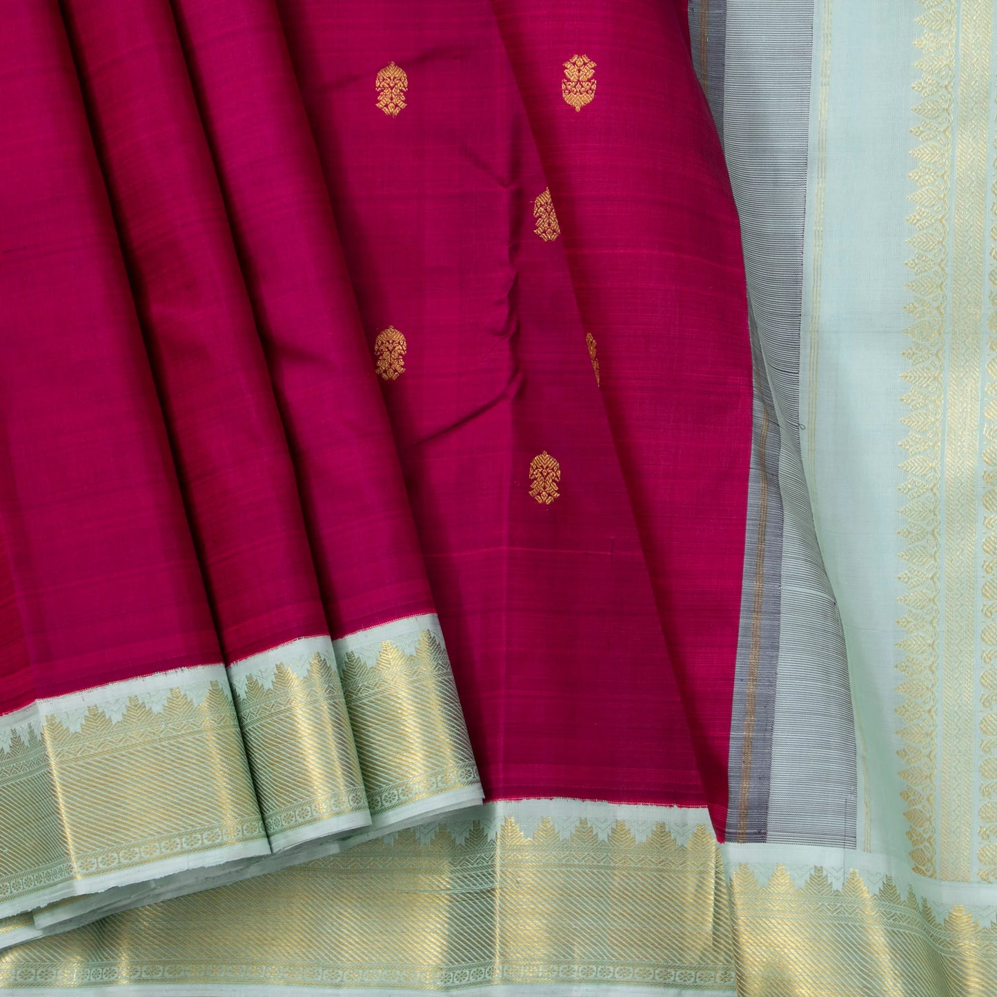 Magenta And Blue Kanchipuram Silk Saree For Festive Wear PV NYC 1740