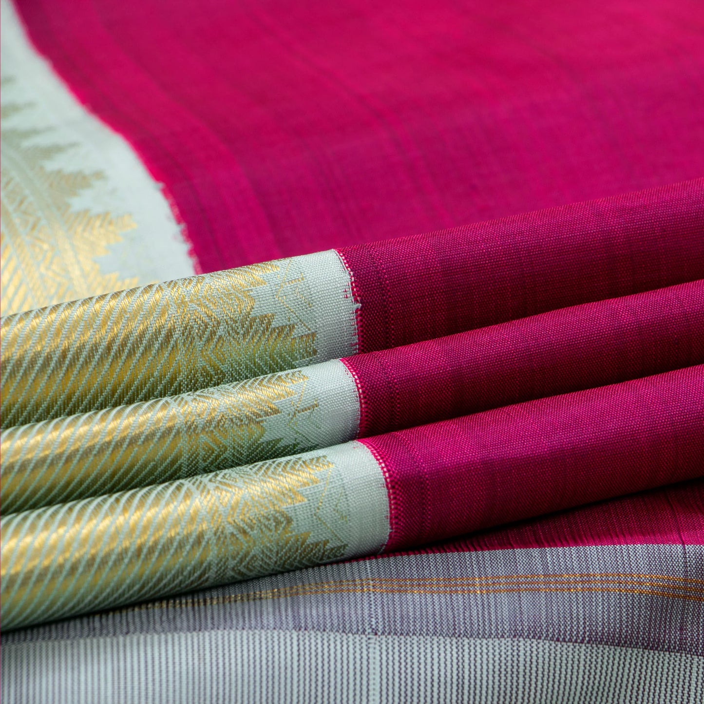 Magenta And Blue Kanchipuram Silk Saree For Festive Wear PV NYC 1740