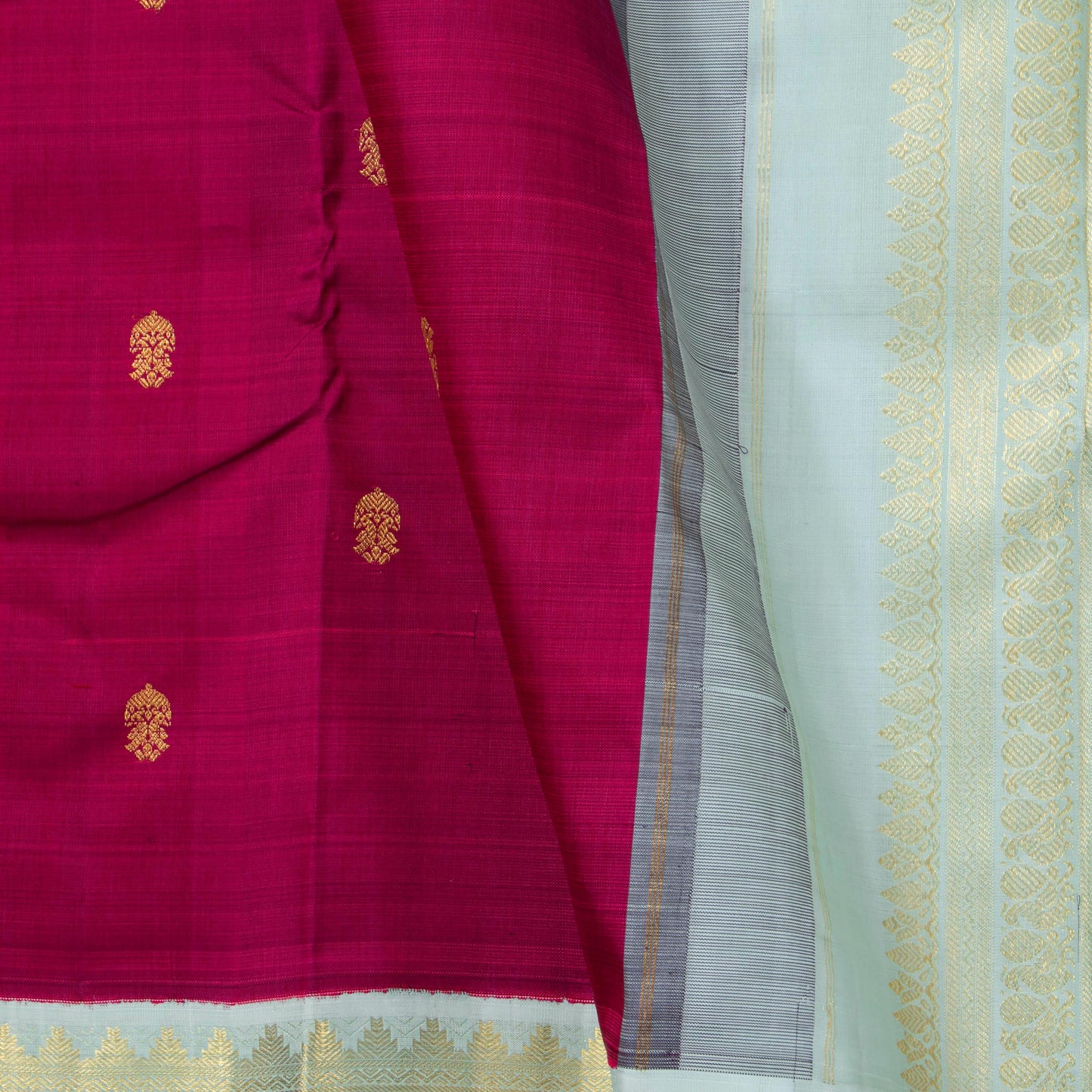 Magenta And Blue Kanchipuram Silk Saree For Festive Wear PV NYC 1740