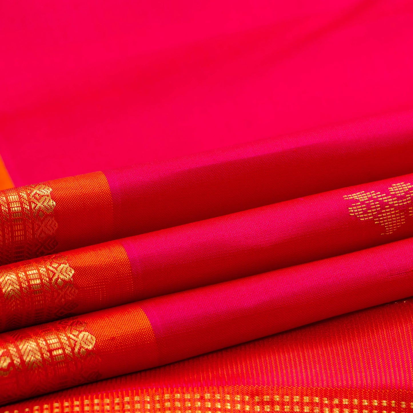 Pink And Orange Kanchipuram Silk Saree For Festive Wear PV NYC 1583