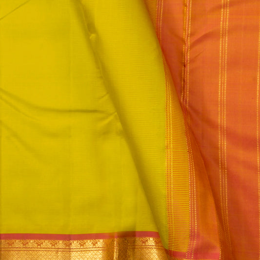 Sampangi Green And Orange Kanchipuram Silk Saree For Festive Wear PV NYC 1724