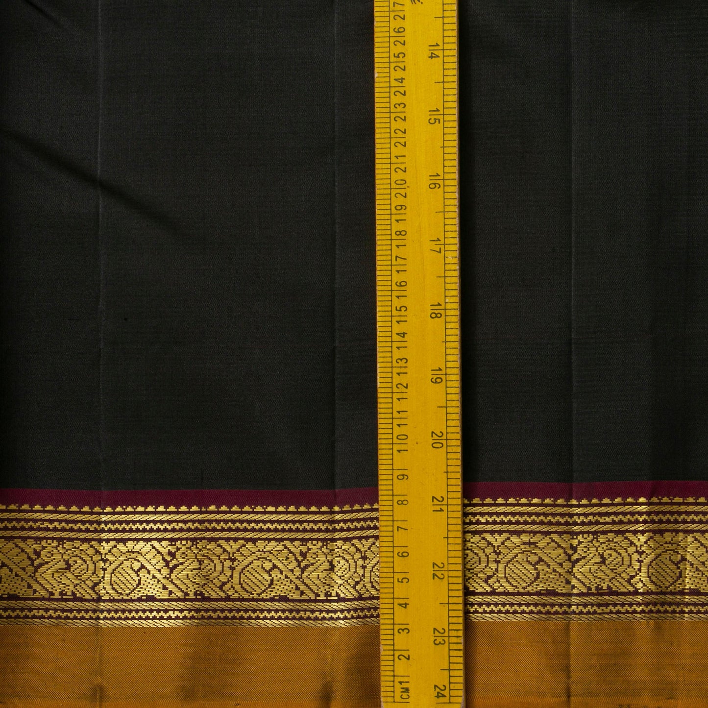 Black And Maroon Kanchipuram Silk Saree For Office Wear PV NYC 1737