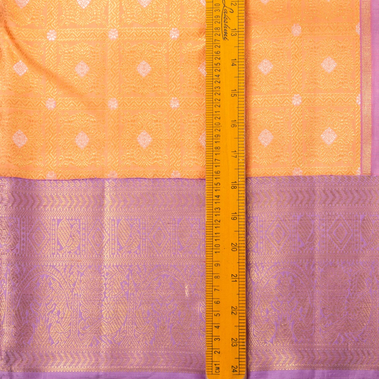 Peach And Lavender Kanchipuram Silk Saree With Silver Zari For Wedding Wear PV NYC 1582