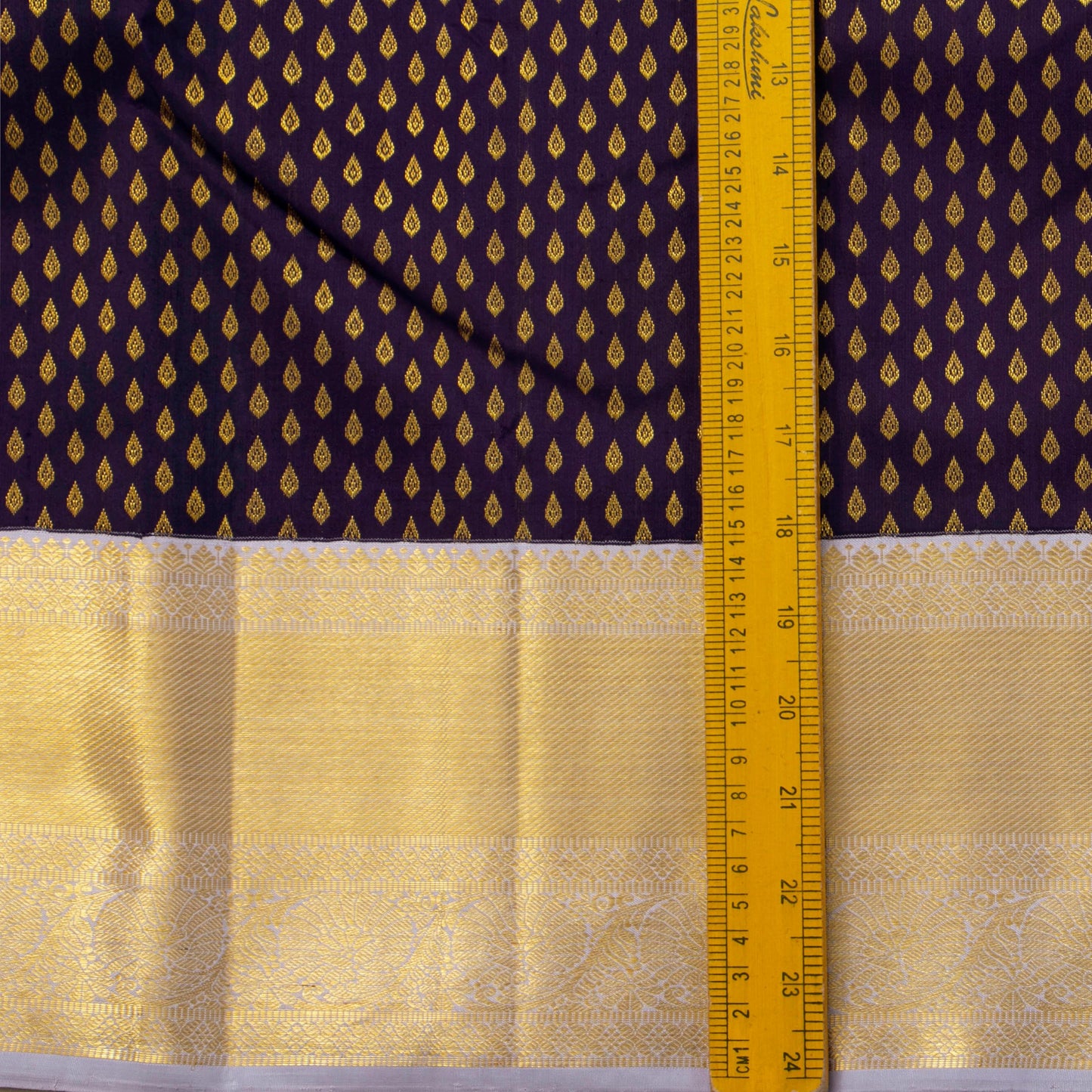 Deep Purple And Grey Kanchipuram Silk Saree With Kodi Visiri Korvai Border For Bridal Wedding Wear PV NYC 1593