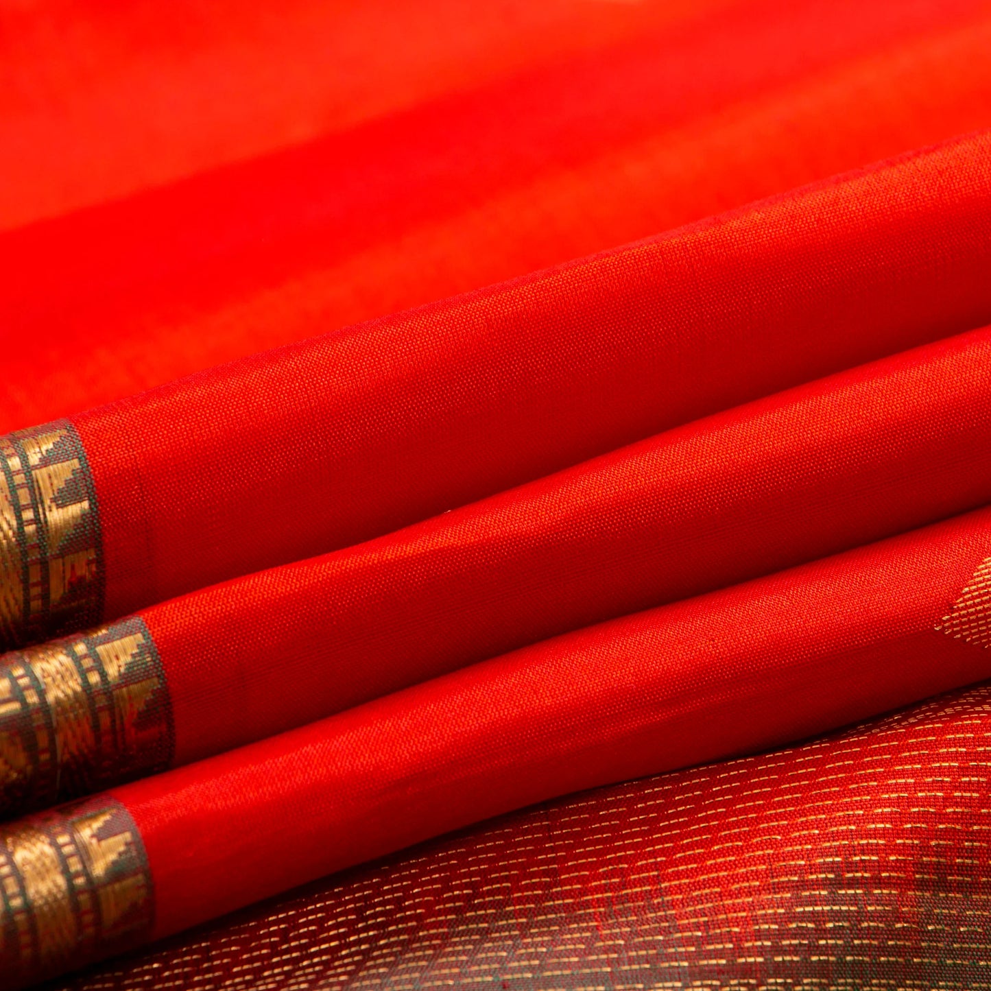 Red And Maanthulir Kanchipuram Silk Saree With Zari Buttas For Festive Wear PV NYC 1738