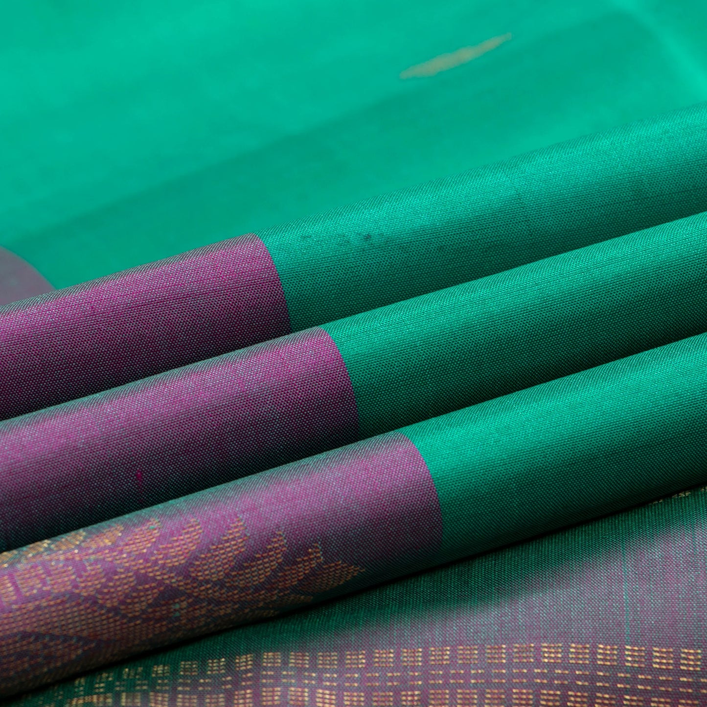 Sea Green And Mauve Kanchipuram Silk Saree For Festive Wear PV NYC 1729