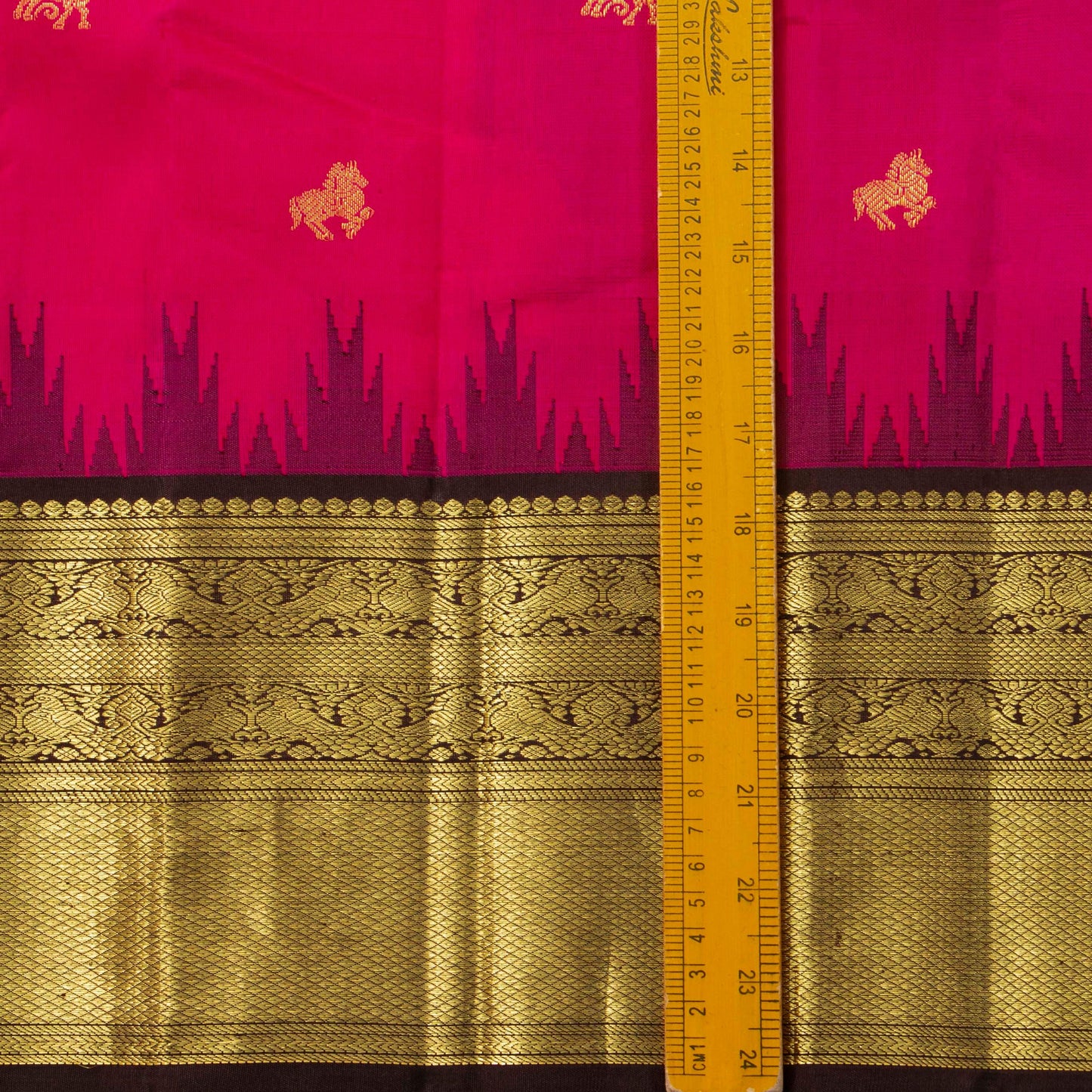 Rani Pink And Dark Brown Kanchipuram Silk Saree With Temple Korvai Border For Wedding Wear PV NYC 1717
