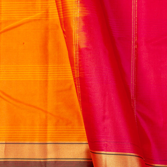 Yellow And Pink Kanchipuram Silk Saree Light Weight For Festive Wear PV MEN 110