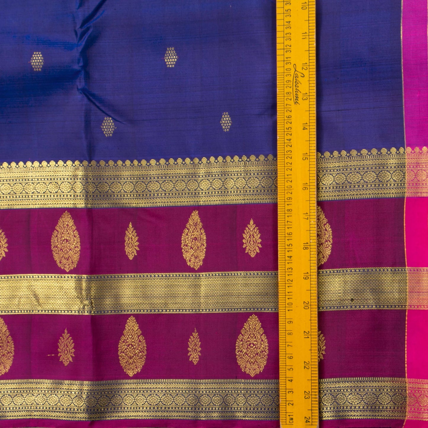 Blue And Magenta Kanchipuram Silk Saree For Festive Wear PV NYC 1741