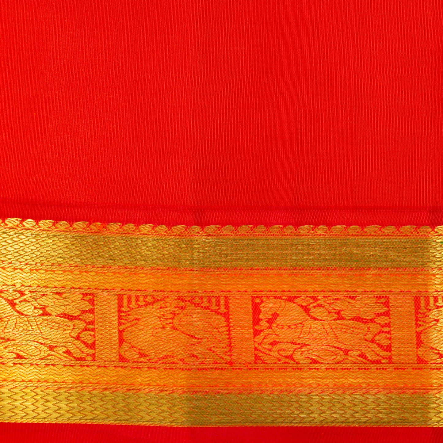 Parrot Green And Red Kanchipuram Silk Saree With Korvai Border For Wedding Wear PV NYC 1725