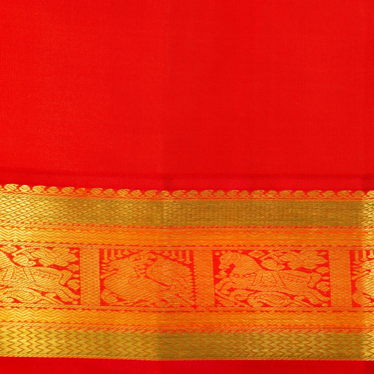 Parrot Green And Red Kanchipuram Silk Saree With Korvai Border For Wedding Wear PV NYC 1725