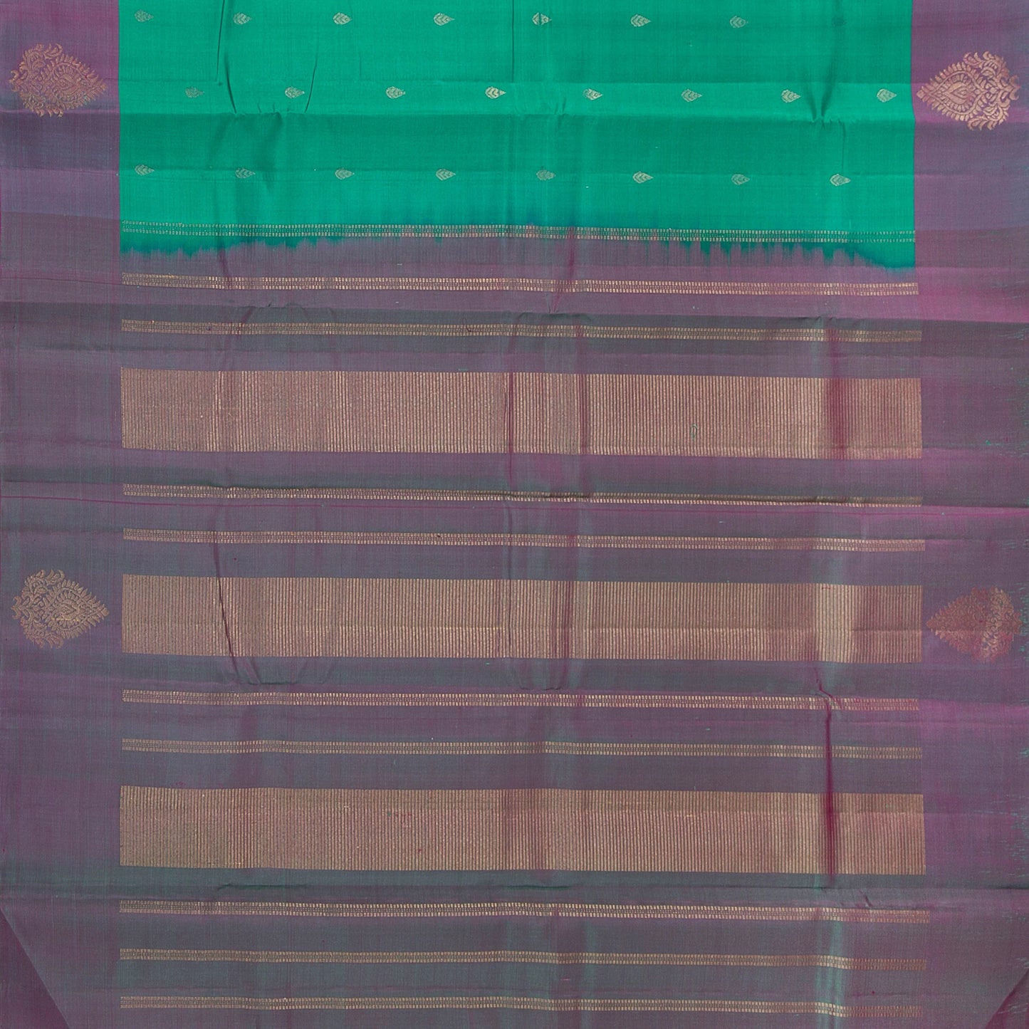 Sea Green And Mauve Kanchipuram Silk Saree For Festive Wear PV NYC 1729