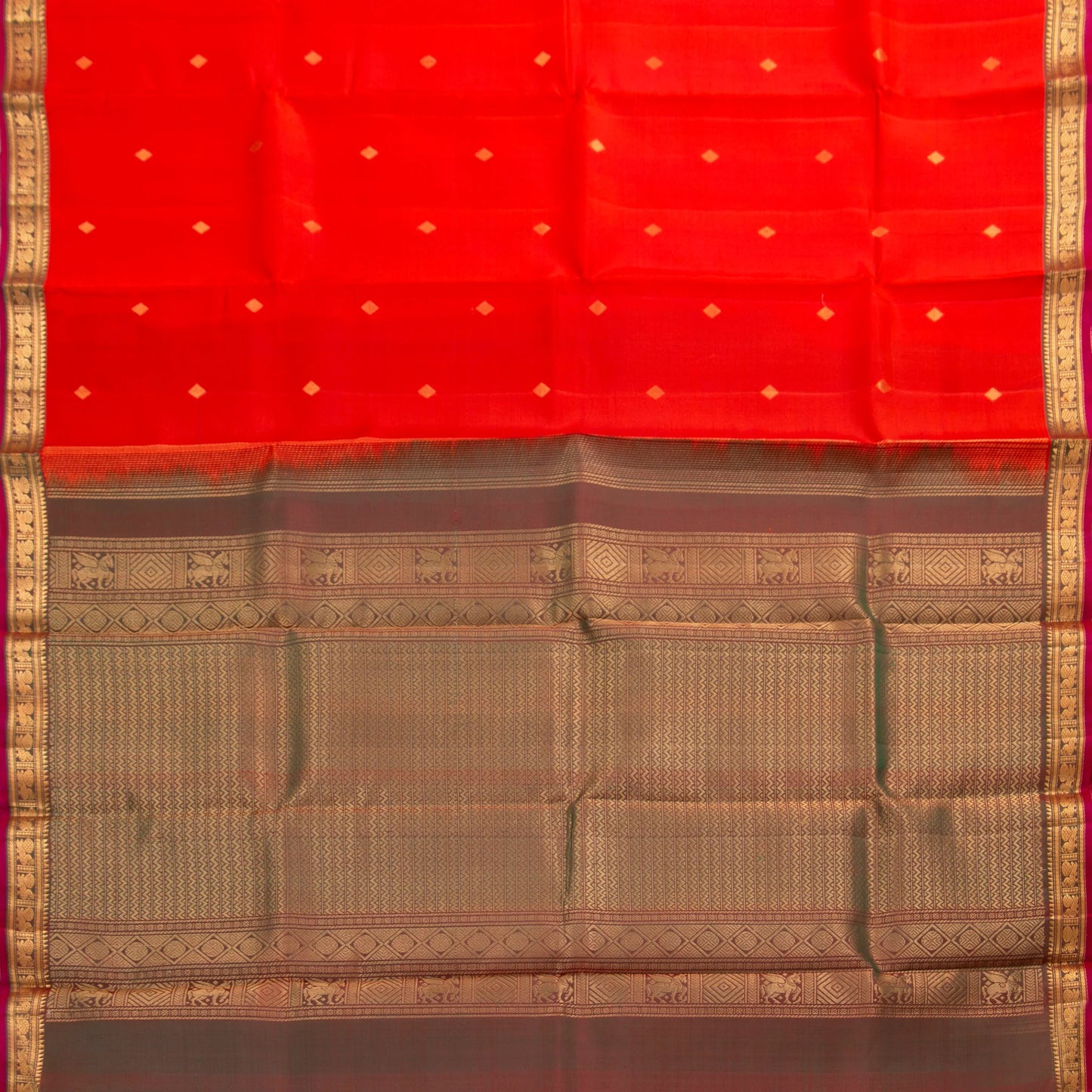 Red And Maanthulir Kanchipuram Silk Saree With Zari Buttas For Festive Wear PV NYC 1738