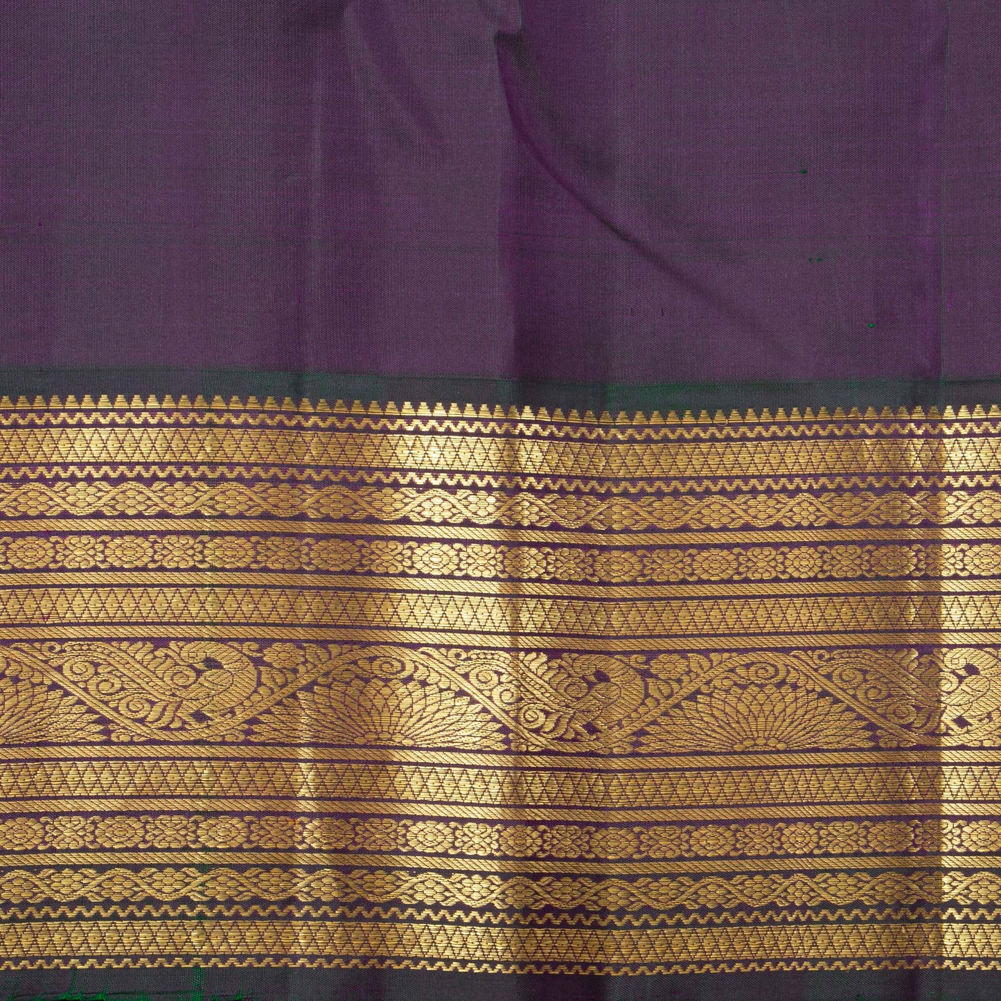 Pastel Peach And Purple Kanchipuram Silk Saree With Temple Korvai Border For Wedding Wear PV NYC 1713