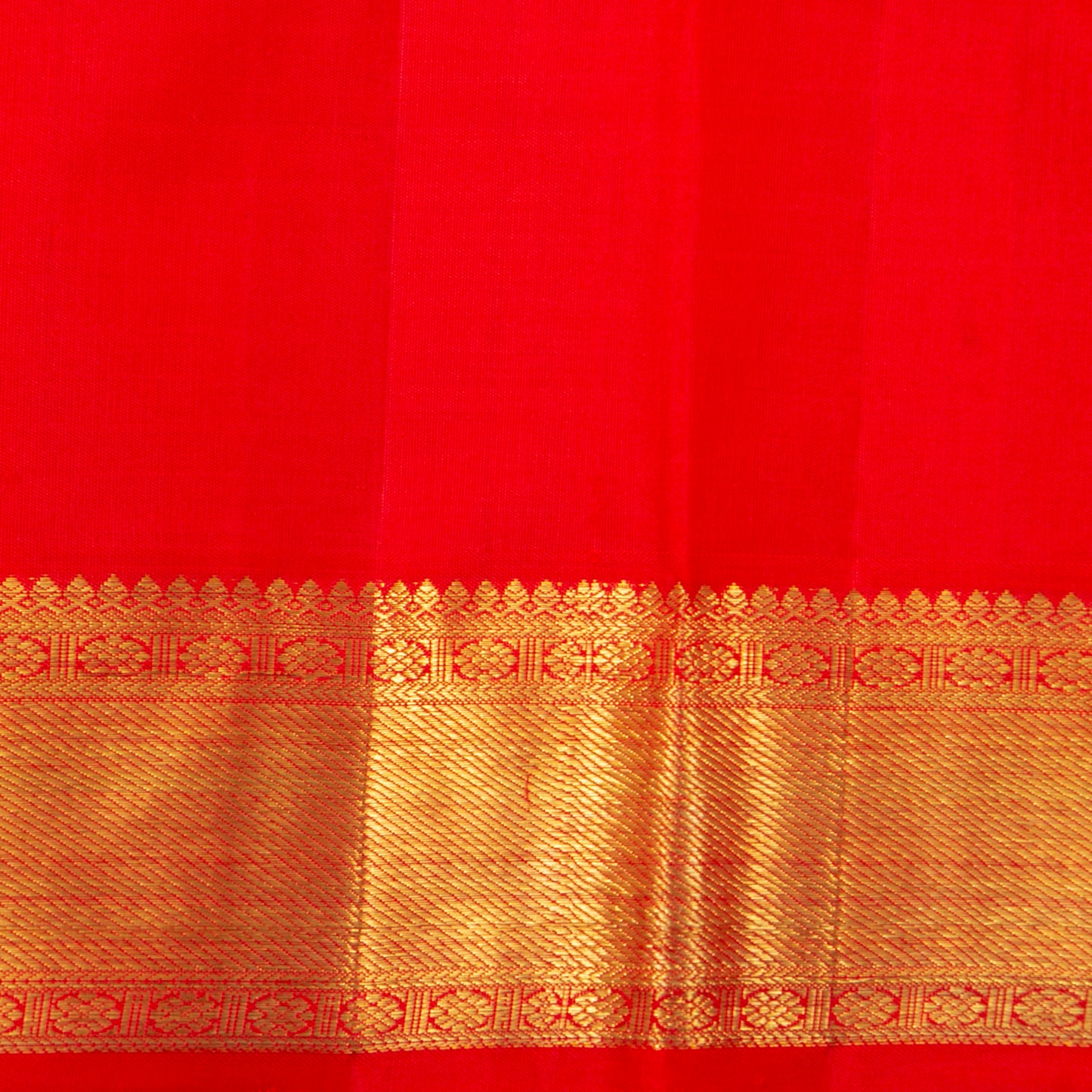 Red Kanchipuram Silk Saree With Chakram And Annam Motifs For Bridal Wedding Wear PV NYC 1733